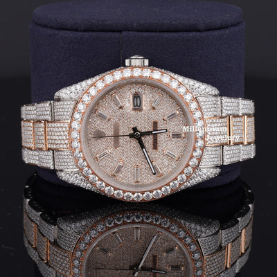 Classic Two Tone Sterling Diamond Iced Out Moissanite Watch First