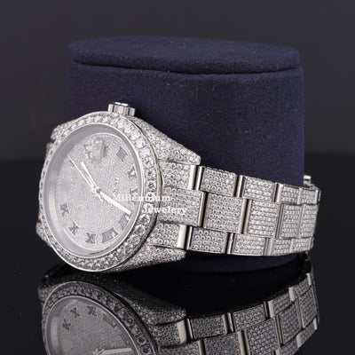 Full Iced Out Moissanite Diamond Oyster Roman Dial Automatic Watch Third