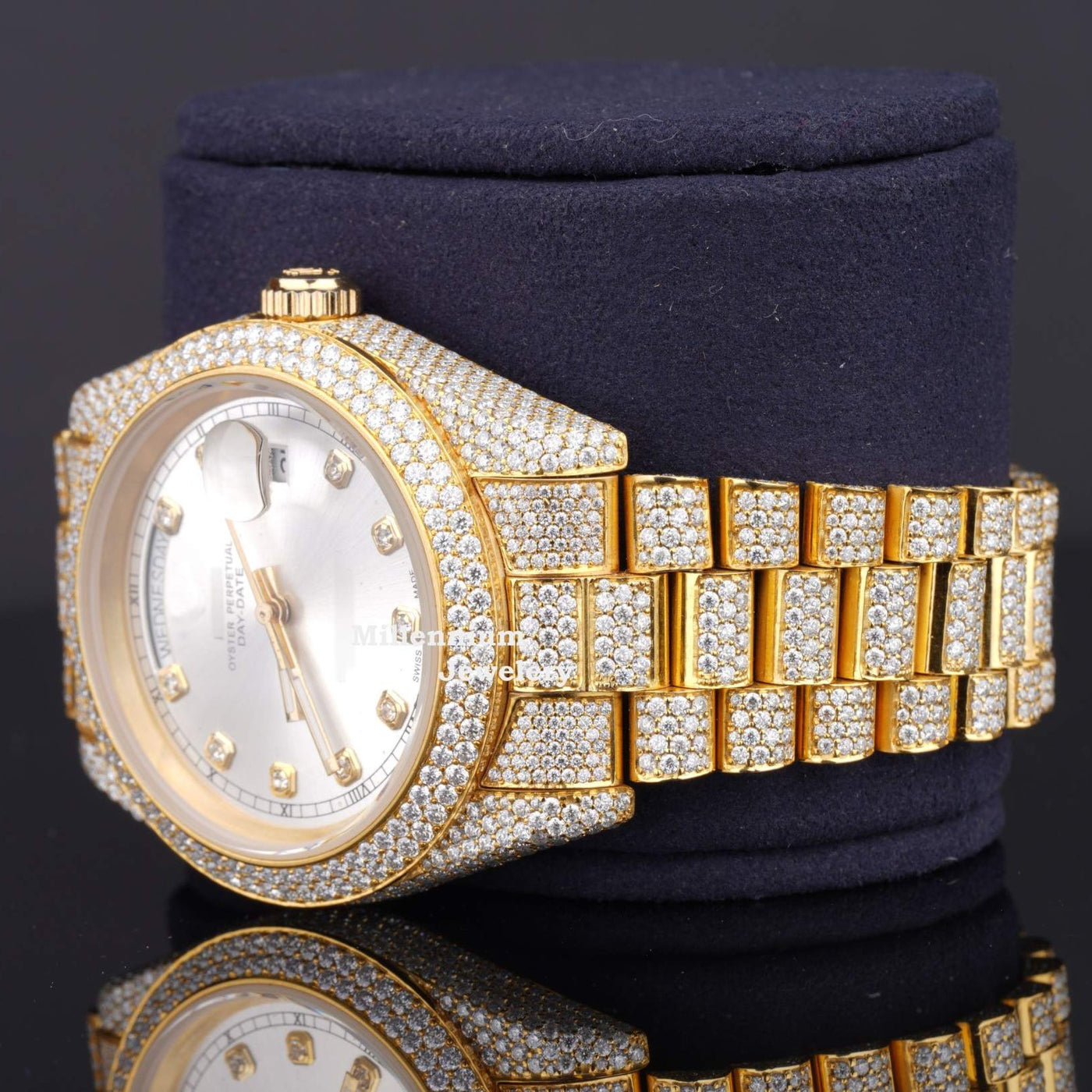 Formal Classic Moissanite Diamond Iced Out Automatic Watch With Diamond Strap