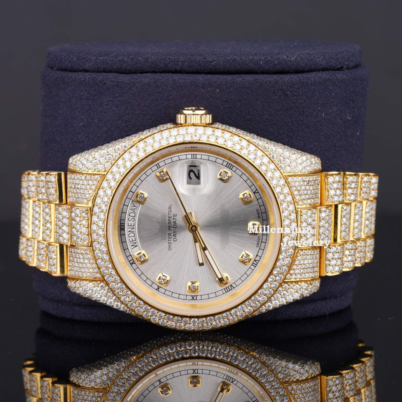 Formal Classic Moissanite Diamond Iced Out Automatic Watch With Diamond Dial