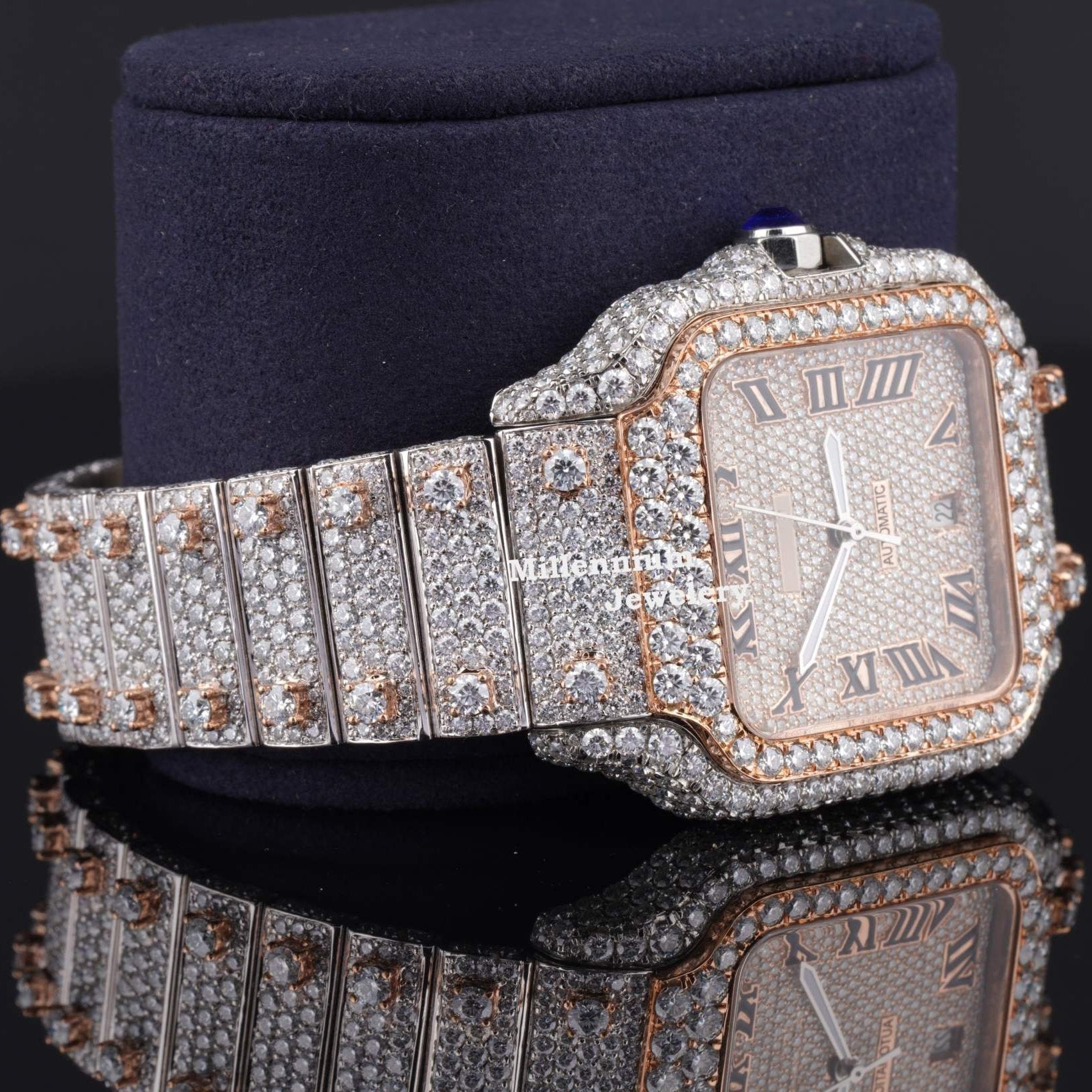 Luxurious Moissanite Diamond Iced Out Automatic Watch Second