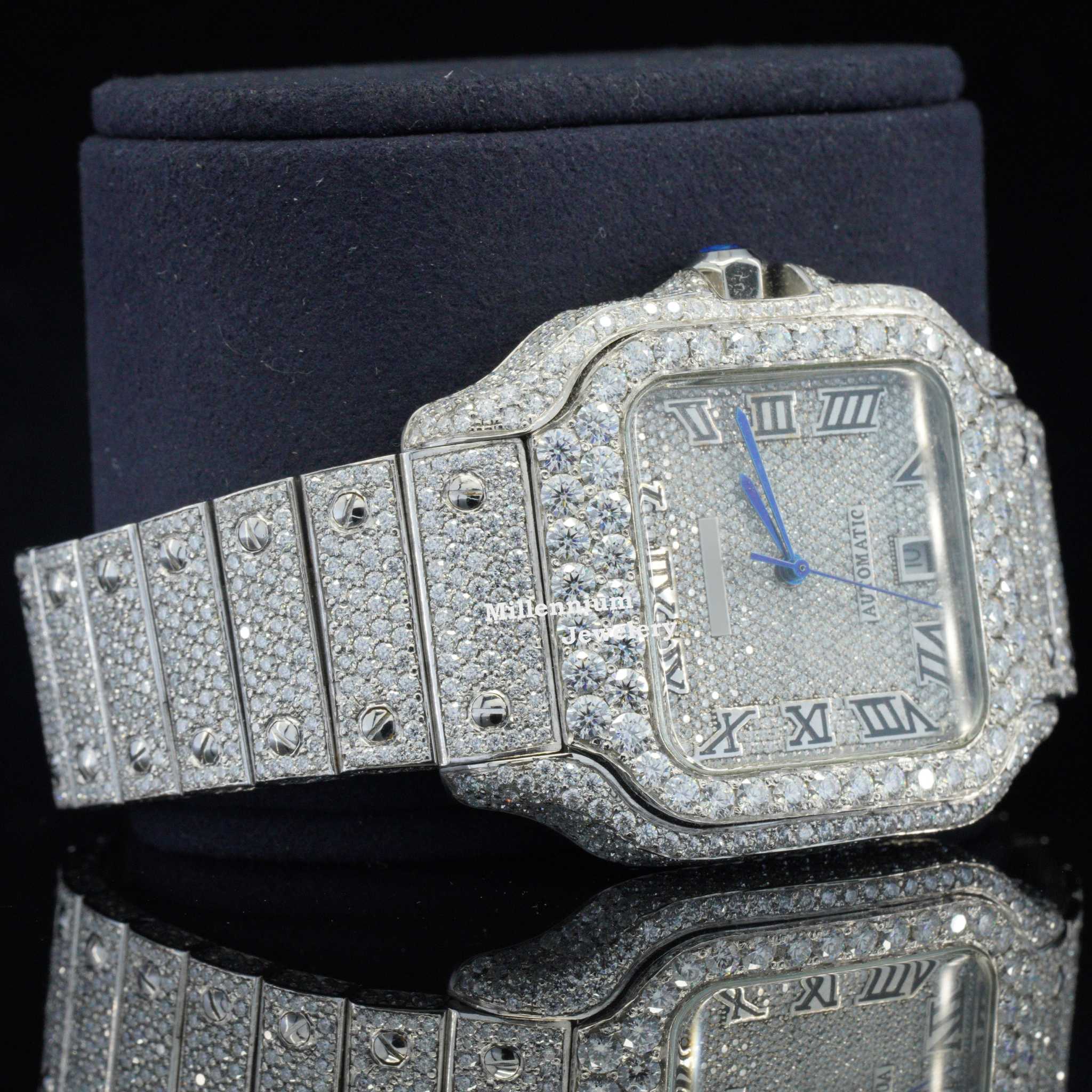 Iced Out And Automatic Business Style Moissanite Watch Second