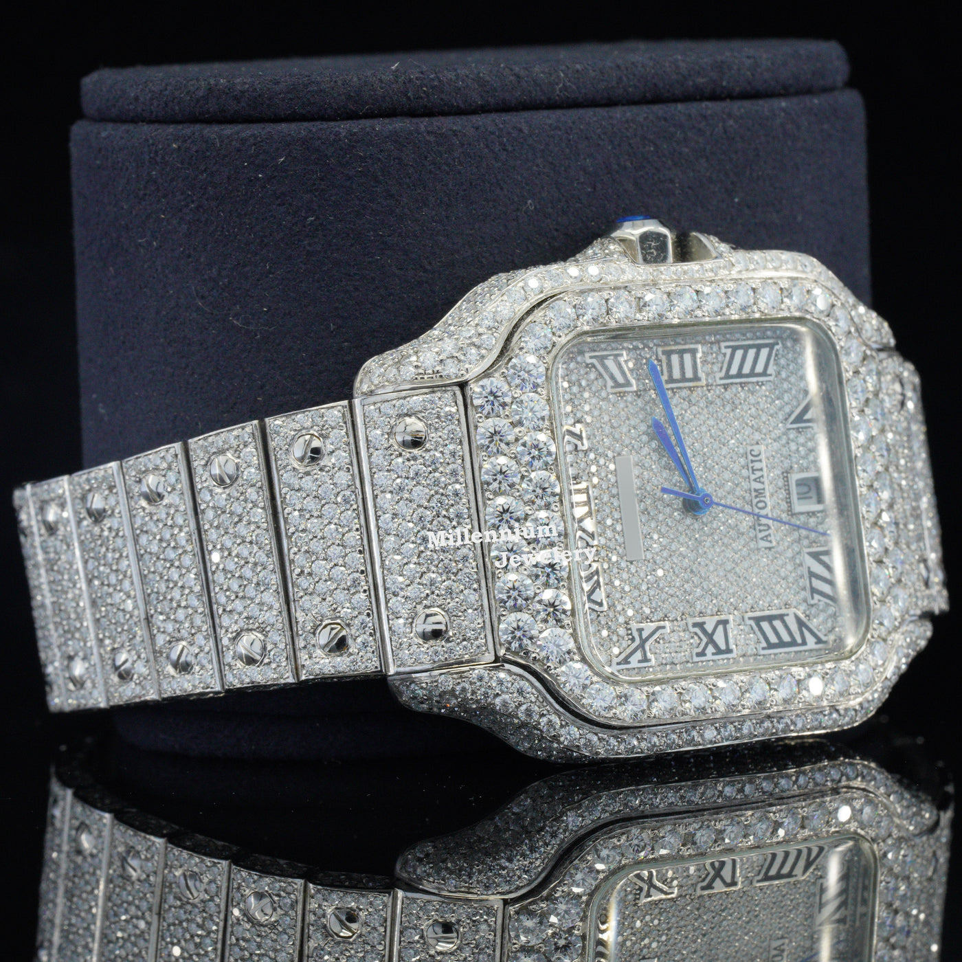 Iced Out And Automatic Business Style Moissanite Diamond Watch Second