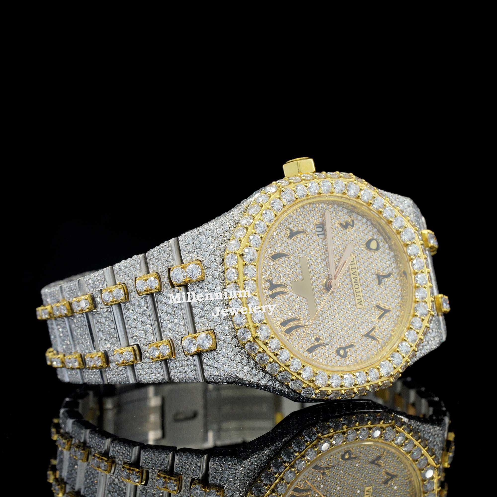 Classic Look Arabian Style Fully Automatic Moissanite Watch For Men Second