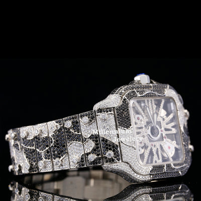 Luxury Aesthetic Snake Skin Pattern Iced Out Moissanite Watch Second