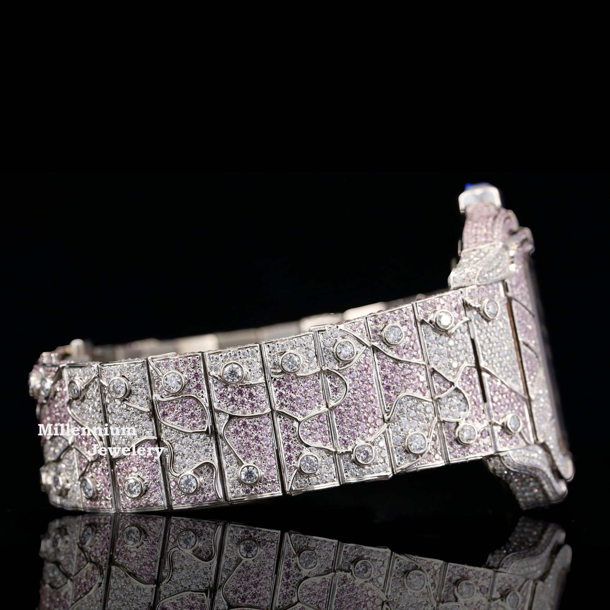 Stylish Double Color Moissanite Diamond Iced Out Watch For Men Second