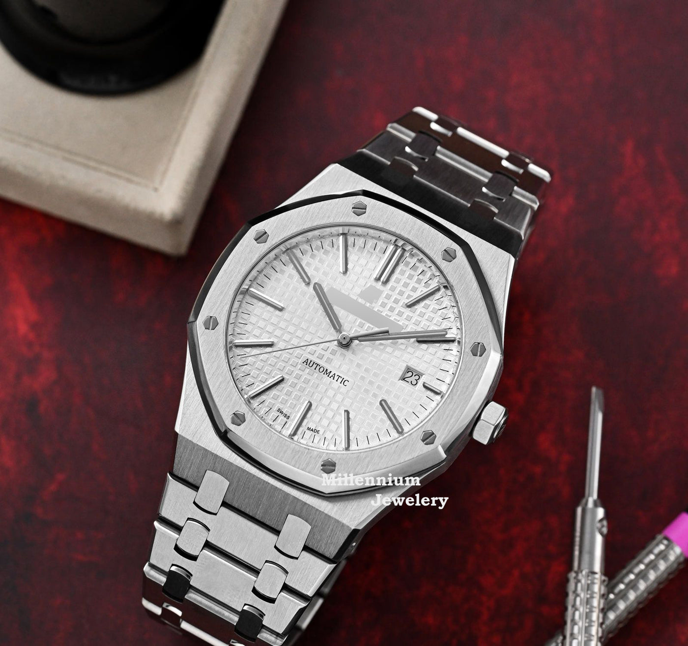 Elegant Look Silver Color Metal Strap Totally Automatic Watch Forth