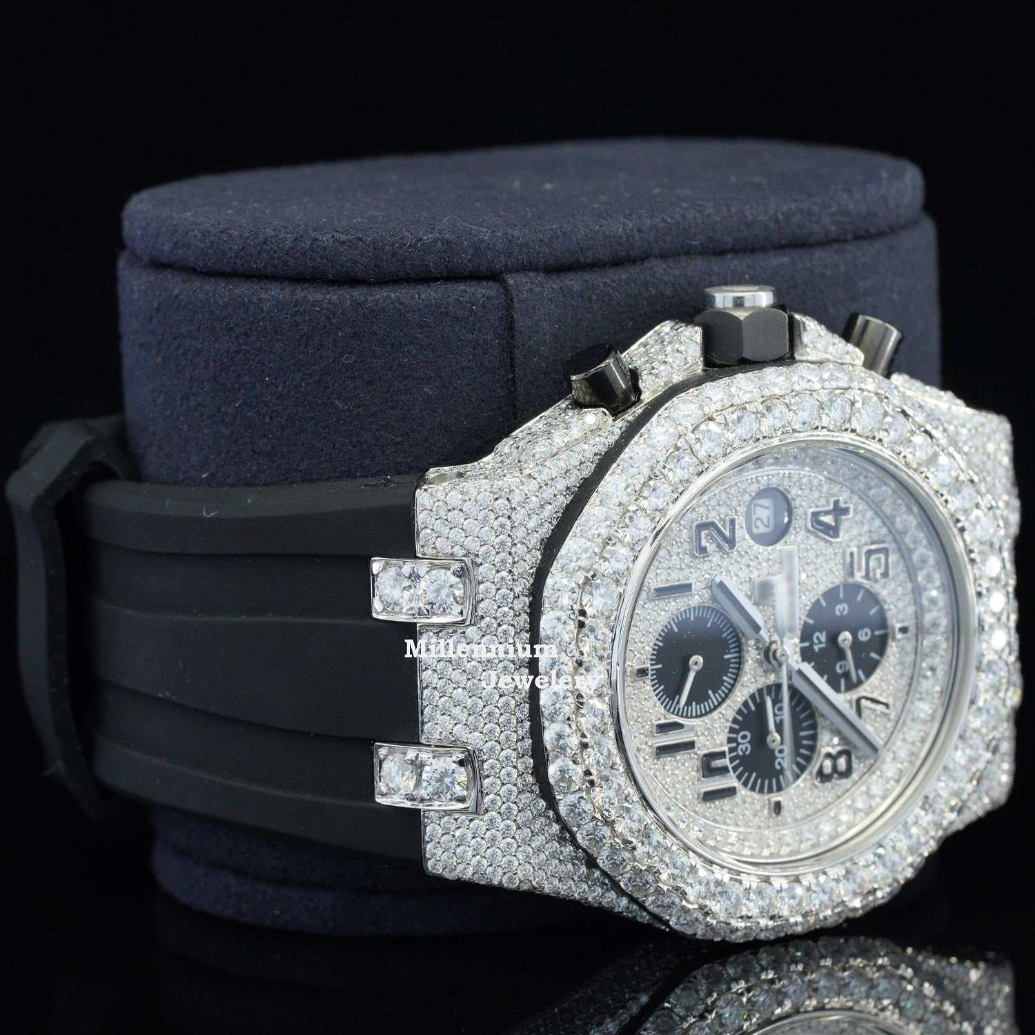 Luxury Iced Out Moissanite Watch Chronograph Automatic For Men Second