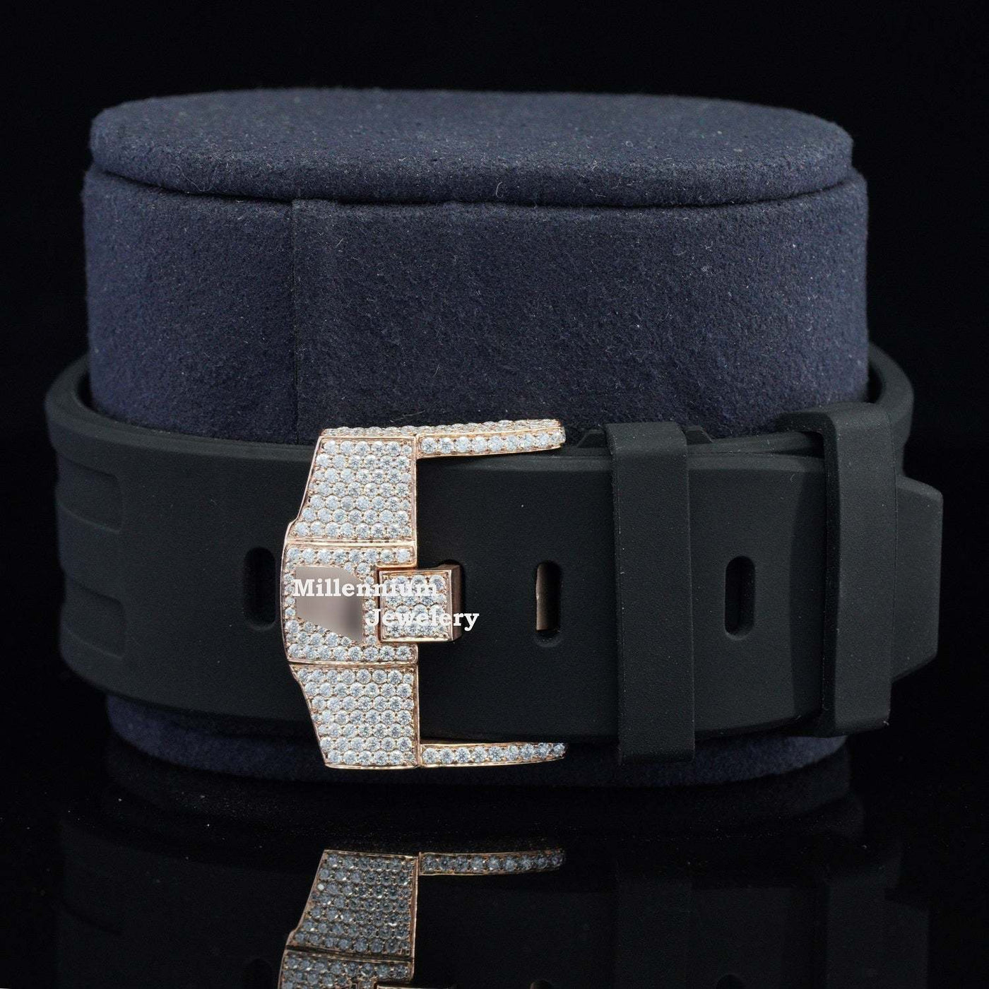 Luxury Moissanite Iced Out Watch For Rapper Automatic Rubber Belt With Strap Lock Fourth