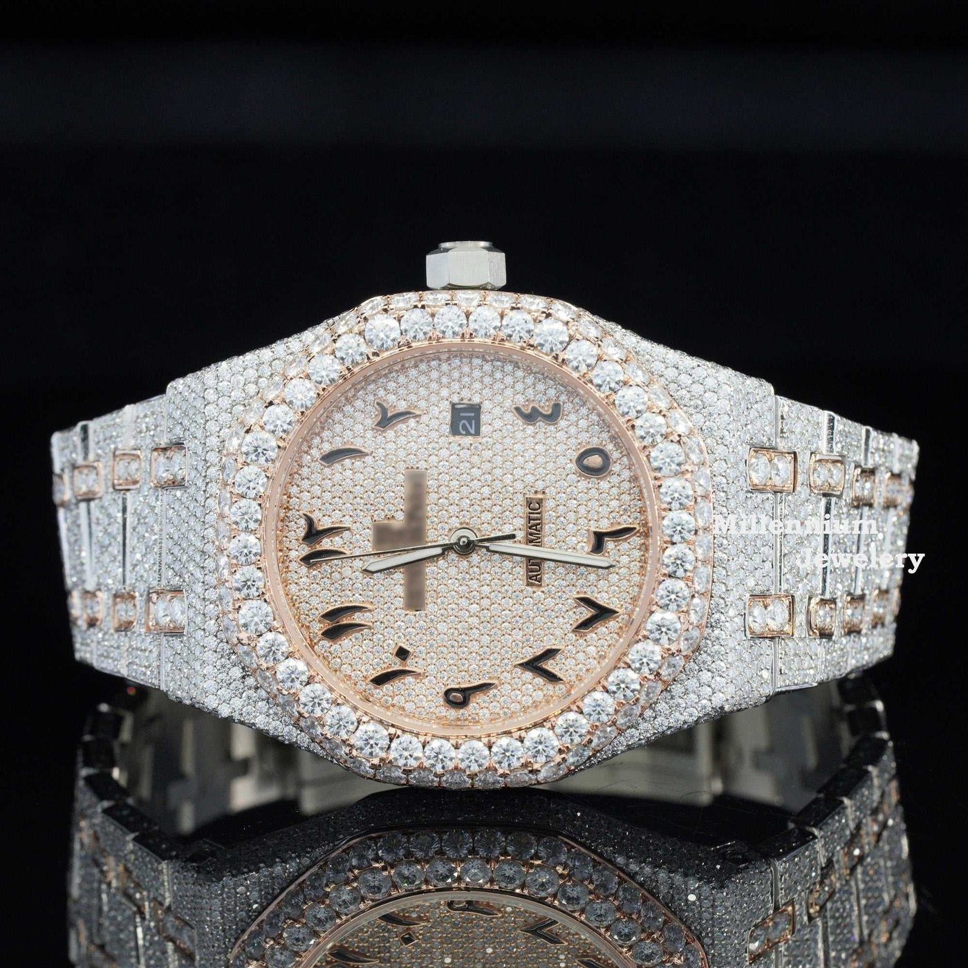 Luxuries Moissanite Iced Out Arabic Numericals Automatic Watch First