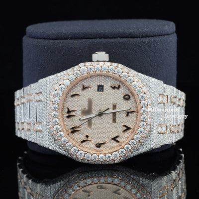 Luxuries Moissanite Iced Out Arabic Numericals Automatic Watch Second