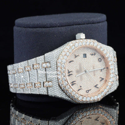 Luxuries Moissanite Iced Out Arabic Numericals Automatic Watch Fouth