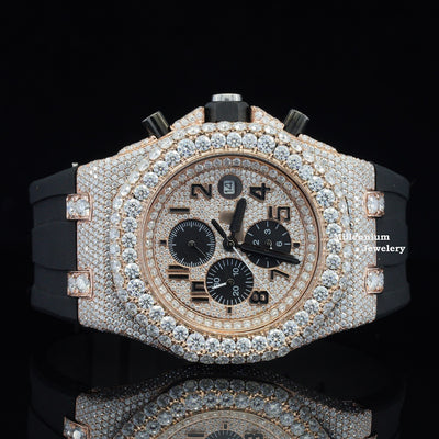 Luxuries Iced Out Moissanite Chronograph Black Dial Hip Hop Watch First