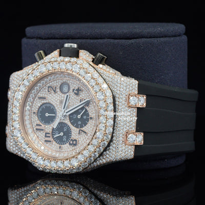 Luxuries Iced Out Moissanite Chronograph Black Dial Hip Hop Watch Third