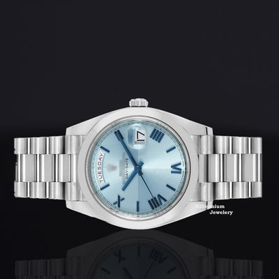 luxurious Classics Ice Blue Dial Automatic Moissanite Watch First