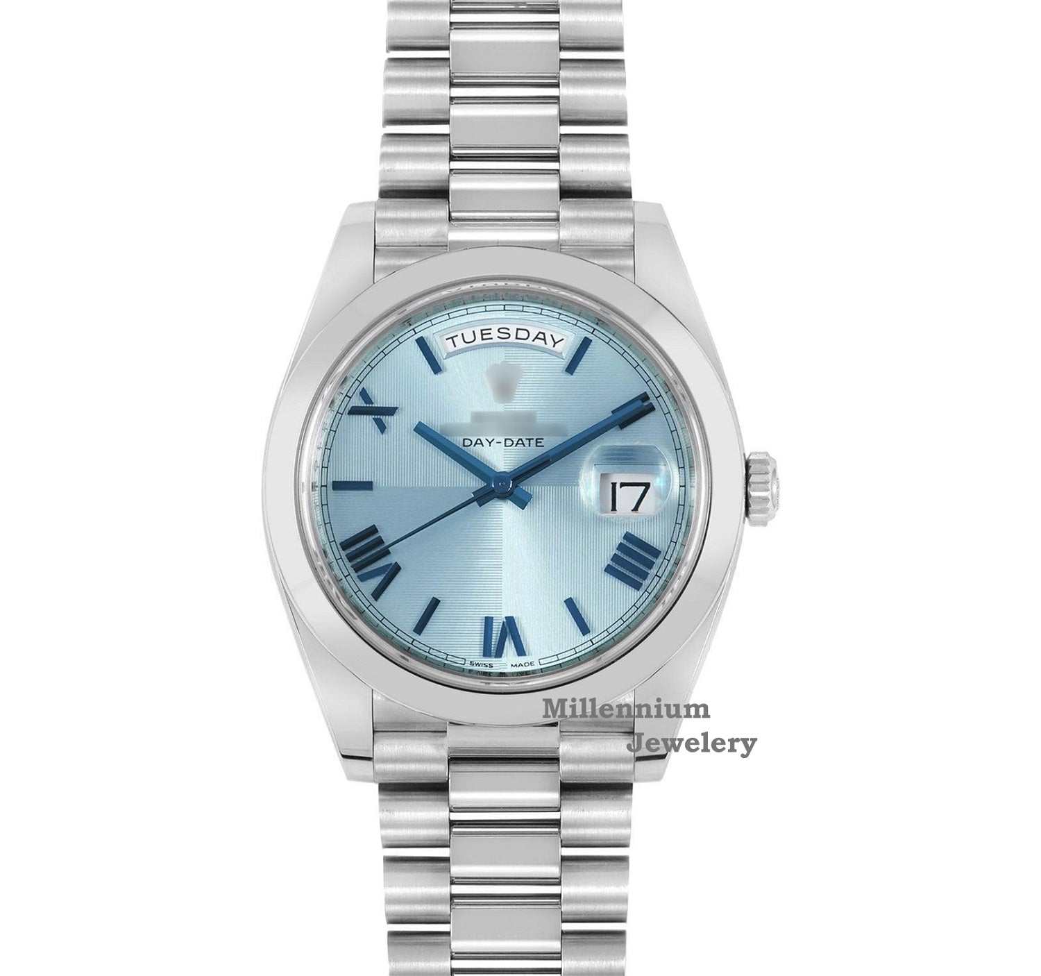 Luxurious Moissanite Watch Classics Ice Blue Dial Automatic Second