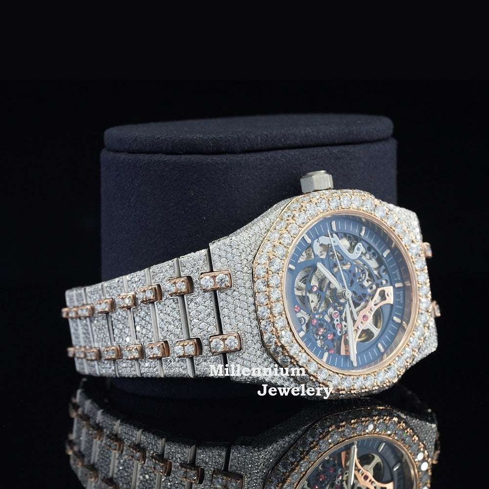 Trendy Style Full Moissanite Diamond Iced Out Automatic Watch Second