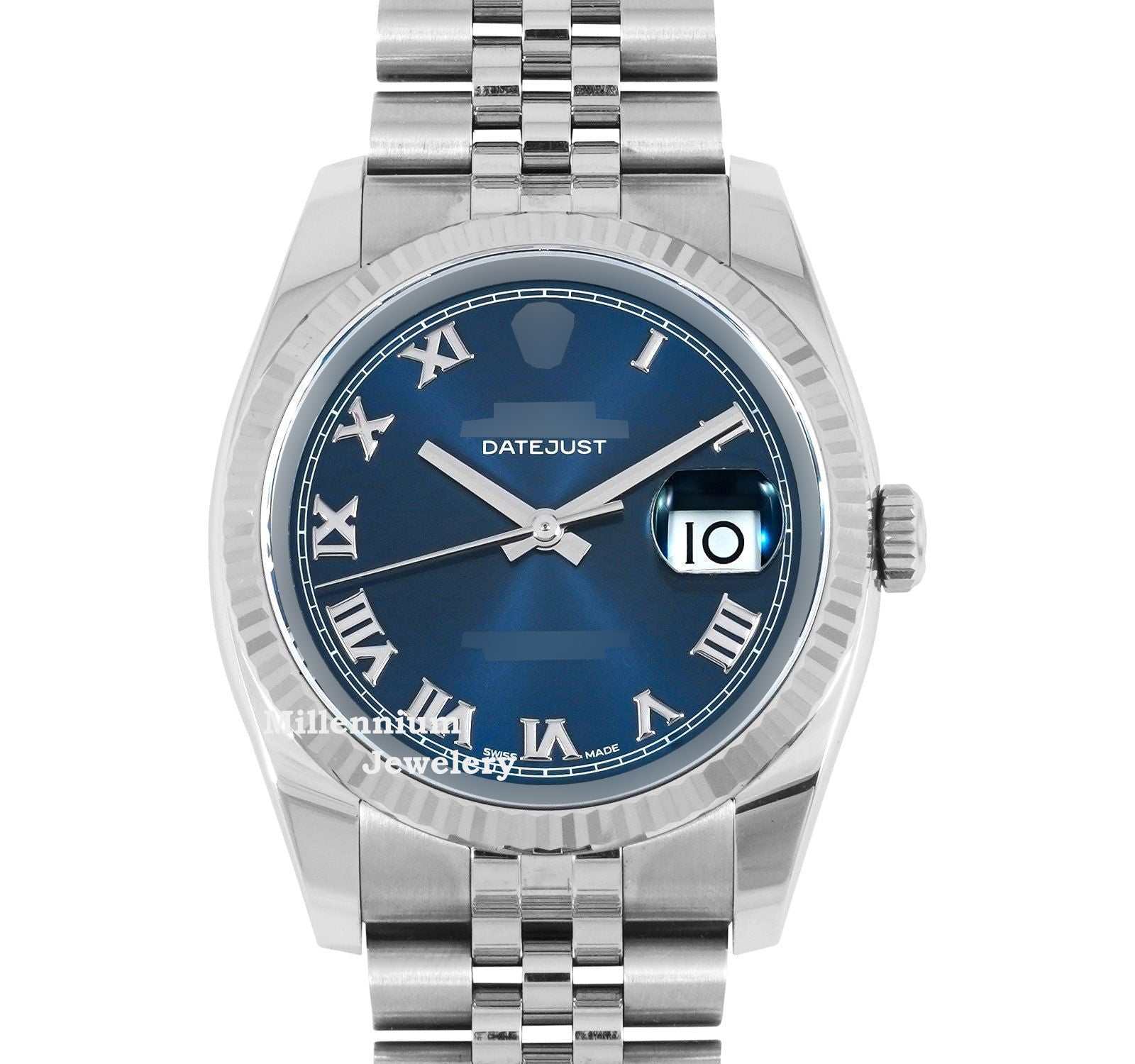 Classic Plain Watch Business Style Date Jubilee Bracelet For Men Second