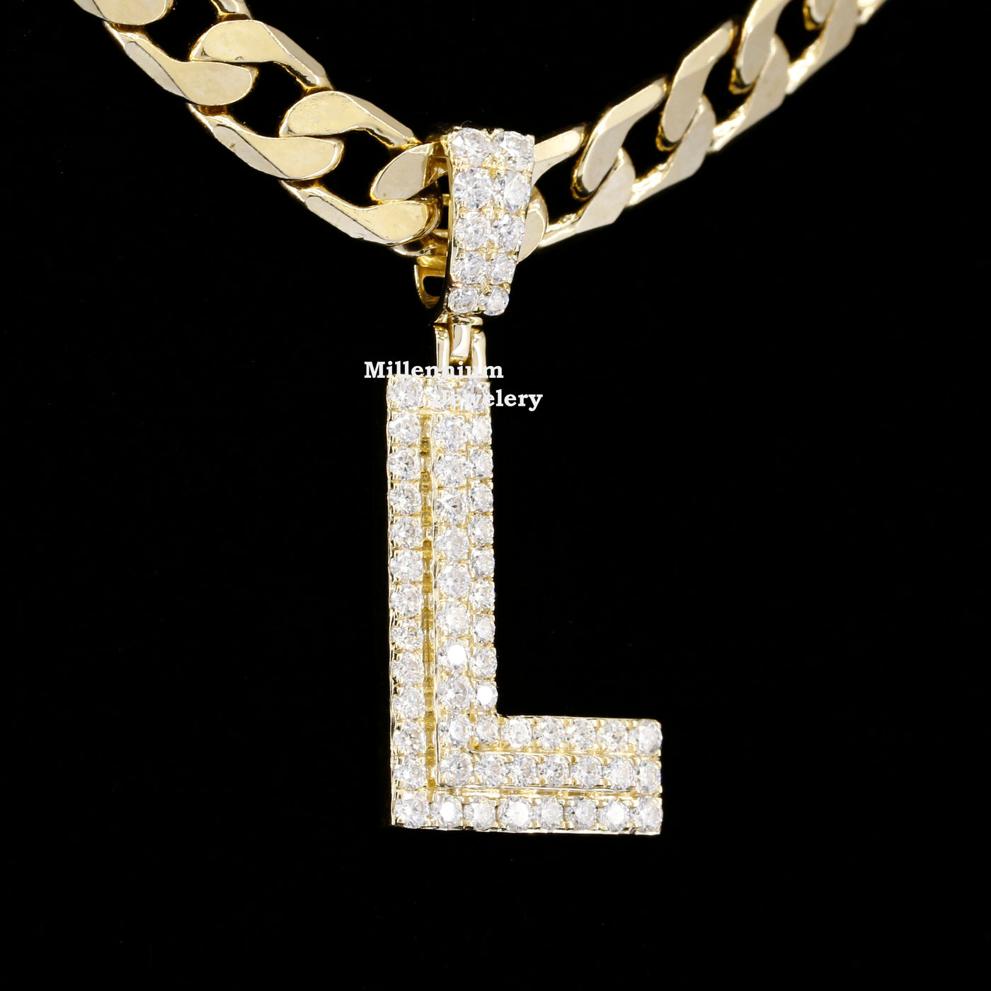 Custom L Initial Fully Luxurious Moissanite Diamond Hip Hop Pendant Fifth