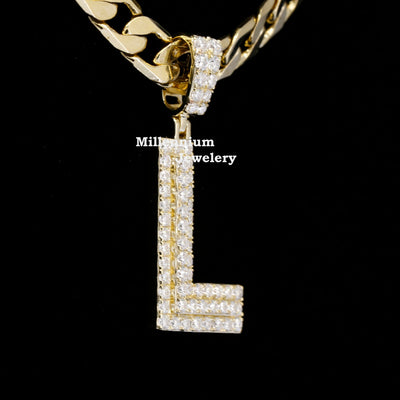 Custom L Initial Fully Luxurious Moissanite Diamond Hip Hop Pendant Third