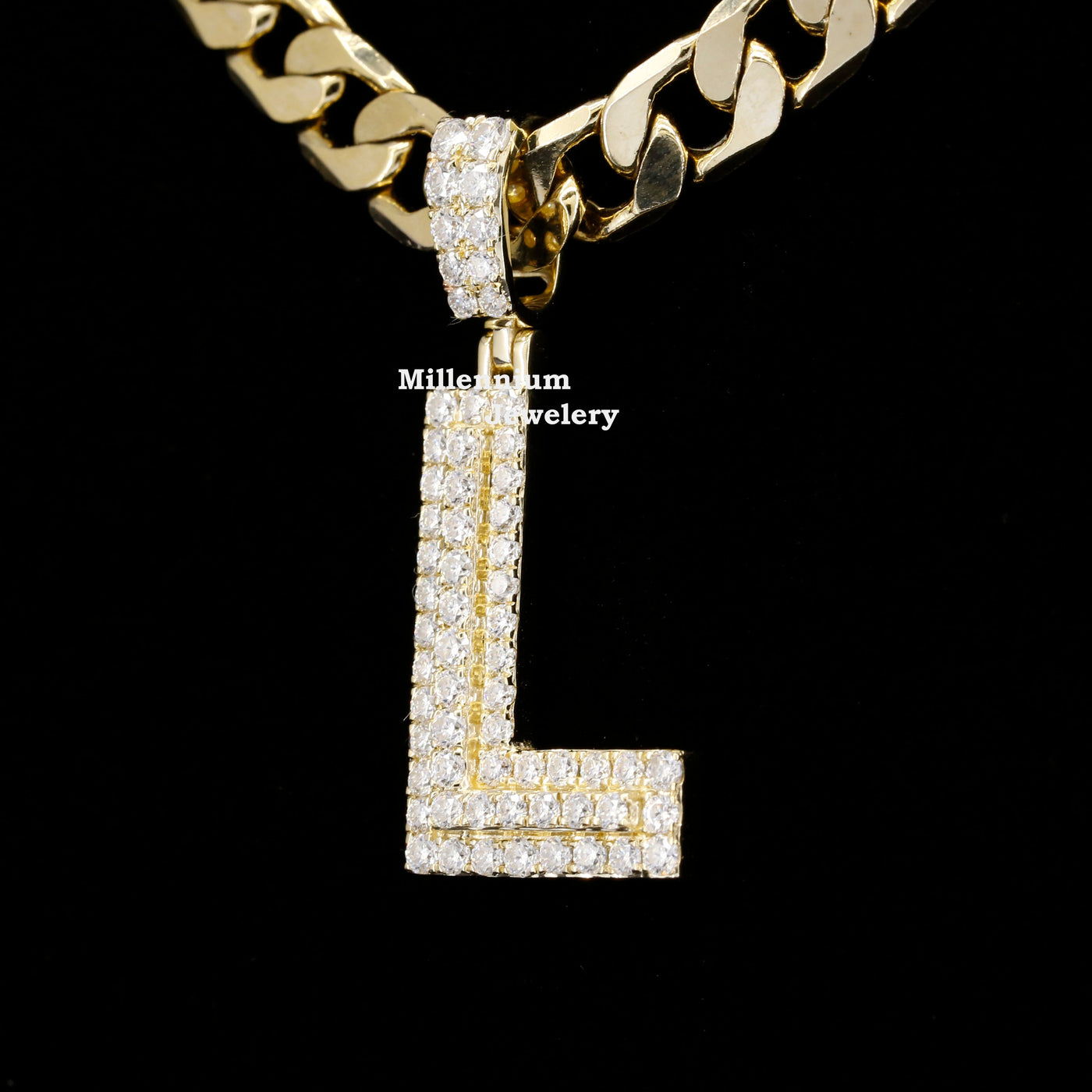 Custom L Initial Fully Luxurious Moissanite Diamond Hip Hop Pendant Forth