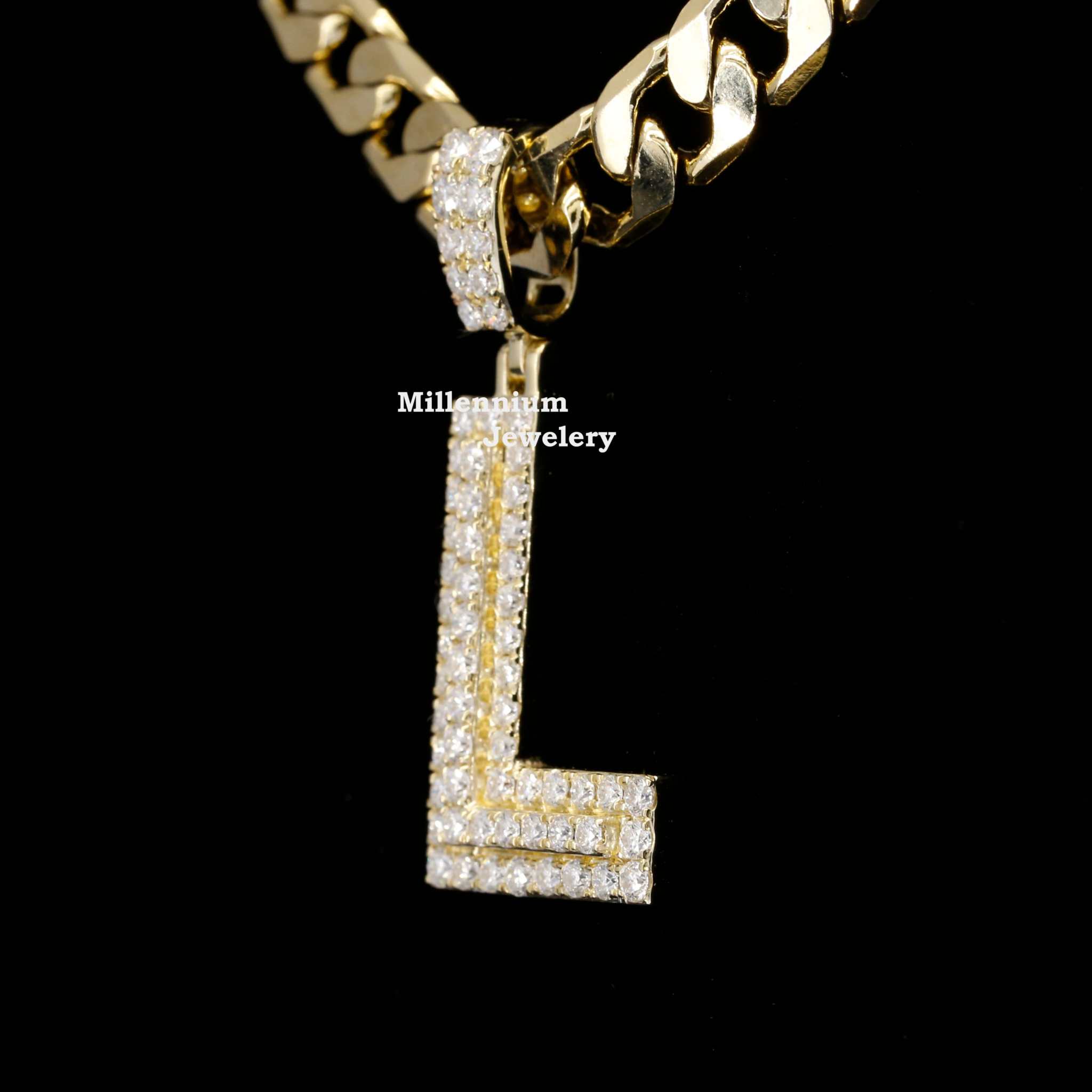 Custom L Initial Fully Luxurious Moissanite Diamond Hip Hop Pendant Second