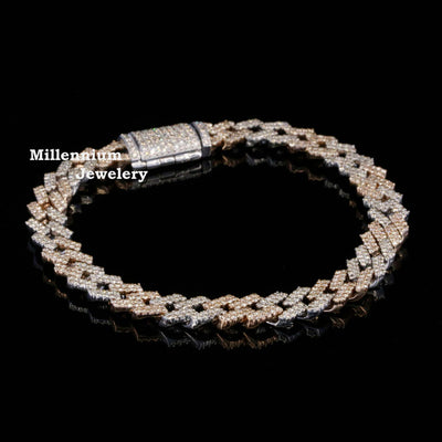 Awesome Moissanite Diamond Cuban Link Two Tone Bracelets First