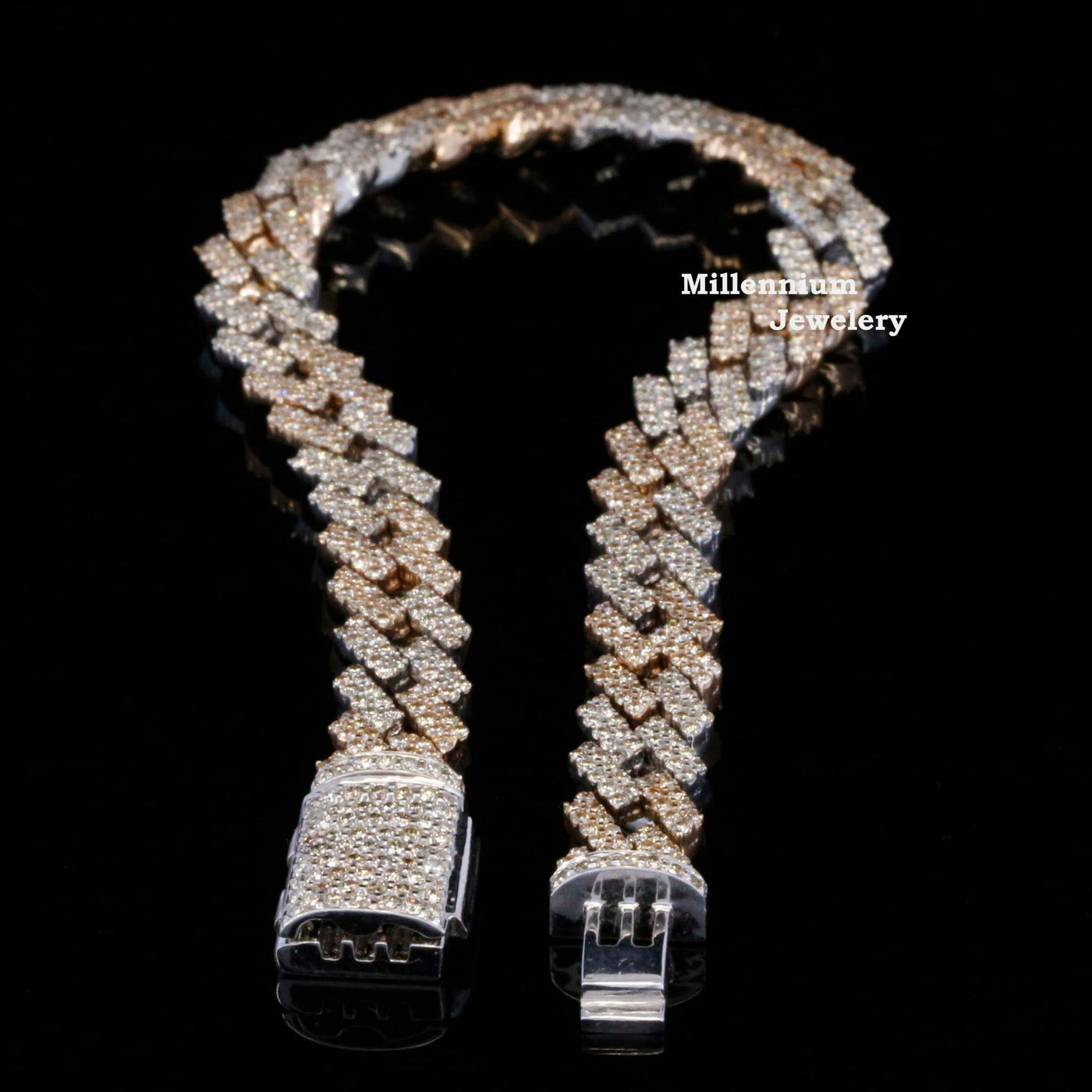 Awesome Moissanite Diamond Cuban Link Two Tone Bracelets Second