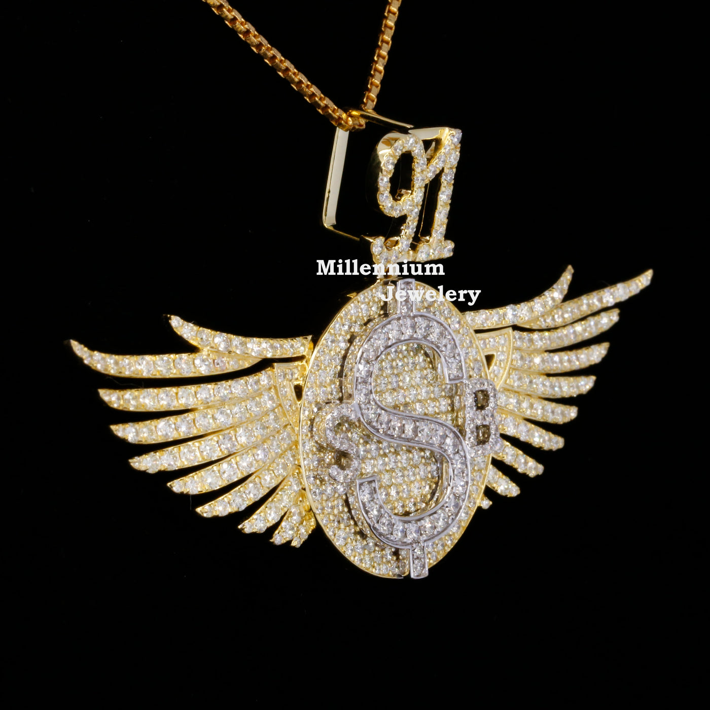 Custom Classic S Moissanite Round Diamond Hip Hop Pendant In Wing Logo Sixth