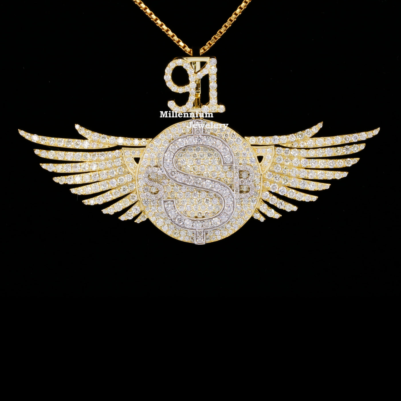 Custom Classic S Moissanite Round Diamond Hip Hop Pendant In Wing Logo First