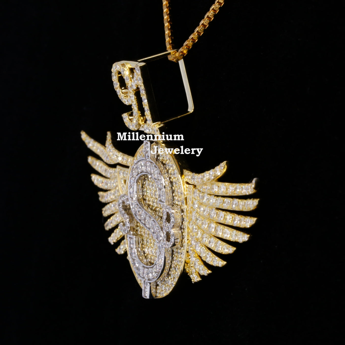 Custom Classic S Moissanite Round Diamond Hip Hop Pendant In Wing Logo Forth