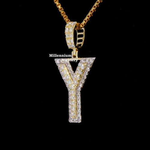 Custom Y Initial Moissanite Diamond Iced Out Hip Hop Pendant