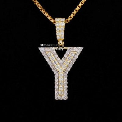 Custom Y Initial Moissanite Diamond Iced Out Hip Hop Pendant First