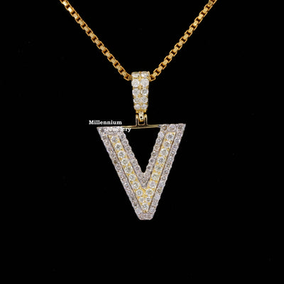 Vans V Initial Moissanite Diamond Iced Out Hip Hop Style Pendant FIfth