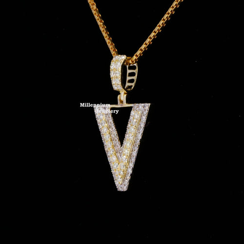 Vans V Initial Moissanite Diamond Iced Out Hip Hop Style Pendant