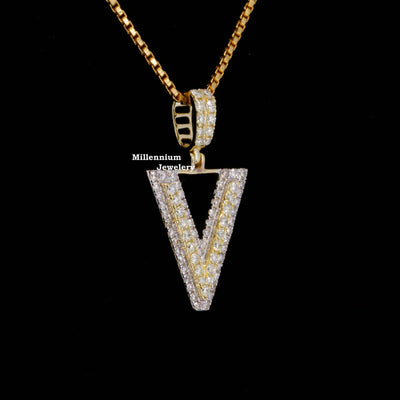 Vans V Initial Moissanite Diamond Iced Out Hip Hop Style Pendant Forth