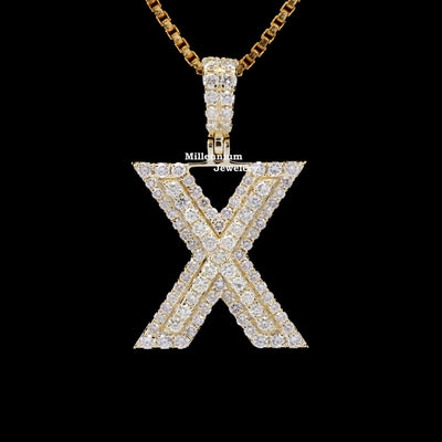 X Initial Moissanite Diamond Totally Iced Out Hip Hop Style Pendant First