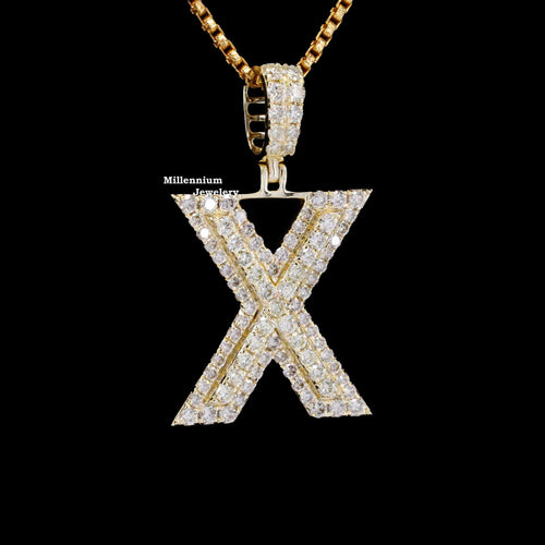 Custom X Initial Moissanite Diamond Totally Iced Out Hip Hop Pendant