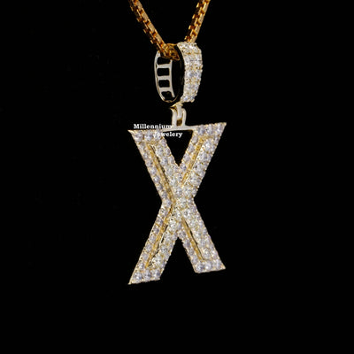 X Initial Moissanite Diamond Totally Iced Out Hip Hop Style Pendant Third