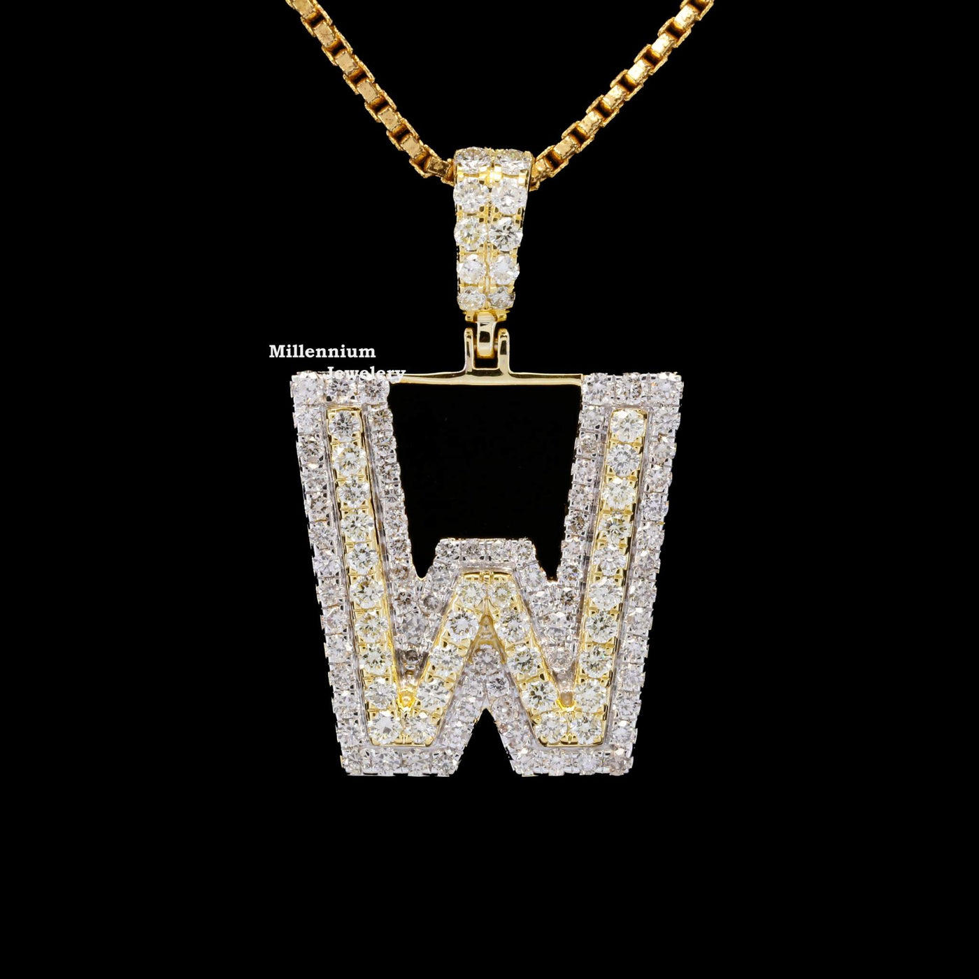 Custom W Initial Moissanite Diamond Iced Out Hip Hop Pendant Third