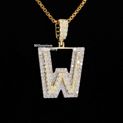 Custom W Initial Moissanite Diamond Iced Out Hip Hop Pendant