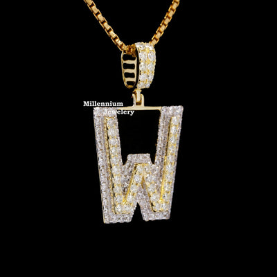 Custom W Initial Moissanite Diamond Iced Out Hip Hop Pendant Second