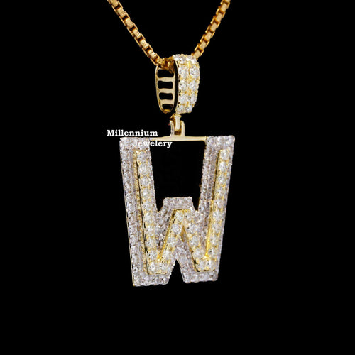 Custom W Initial Moissanite Diamond Iced Out Hip Hop Pendant