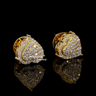 Elegant Look Hip Hop Round Heart Shape Moissanite Diamond Men Earring Fourth