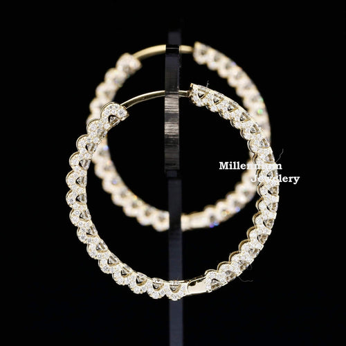 Round Moissanite Diamond Round Hip Hop Hoop Earring