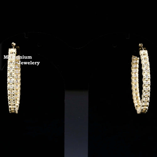 Round Moissanite Diamond Round Hip Hop Hoop Earring