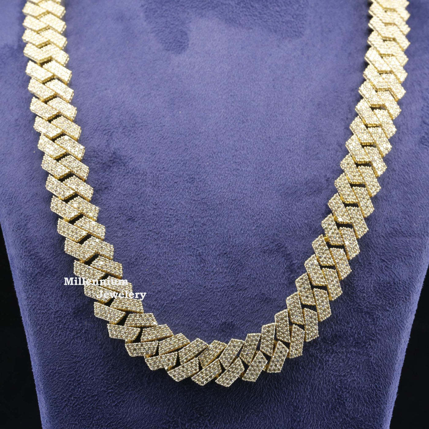 Buy Iced Out Moissanite Diamond Cuban Link Chain Necklace With Gold Main