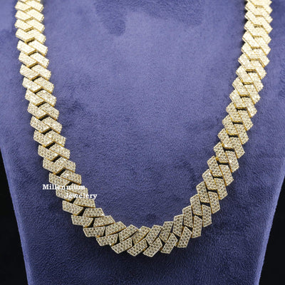 Buy Iced Out Moissanite Diamond Cuban Link Chain Necklace With Gold Main