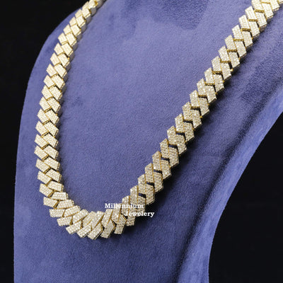 Buy Iced Out Moissanite Diamond Cuban Link Chain Necklace With Real Diamond