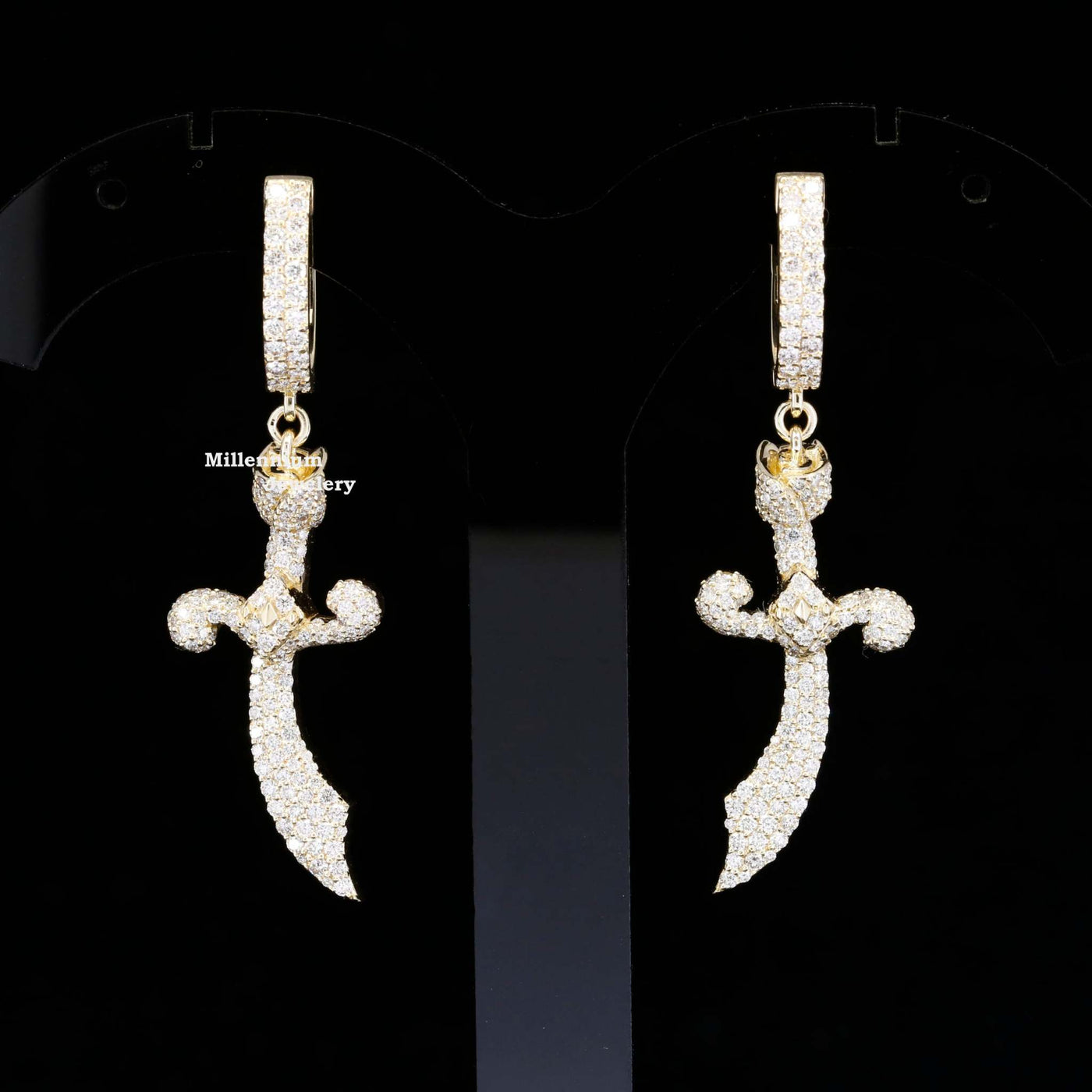 Knife Shape Fully Iced Out Moissanite Hip Hop Style Earring First